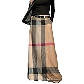 Oshoplive Women's Long Maxi Skirt Elegant High Waist H Line Long Straight Maxi Skirts for Women Casual with Pockets