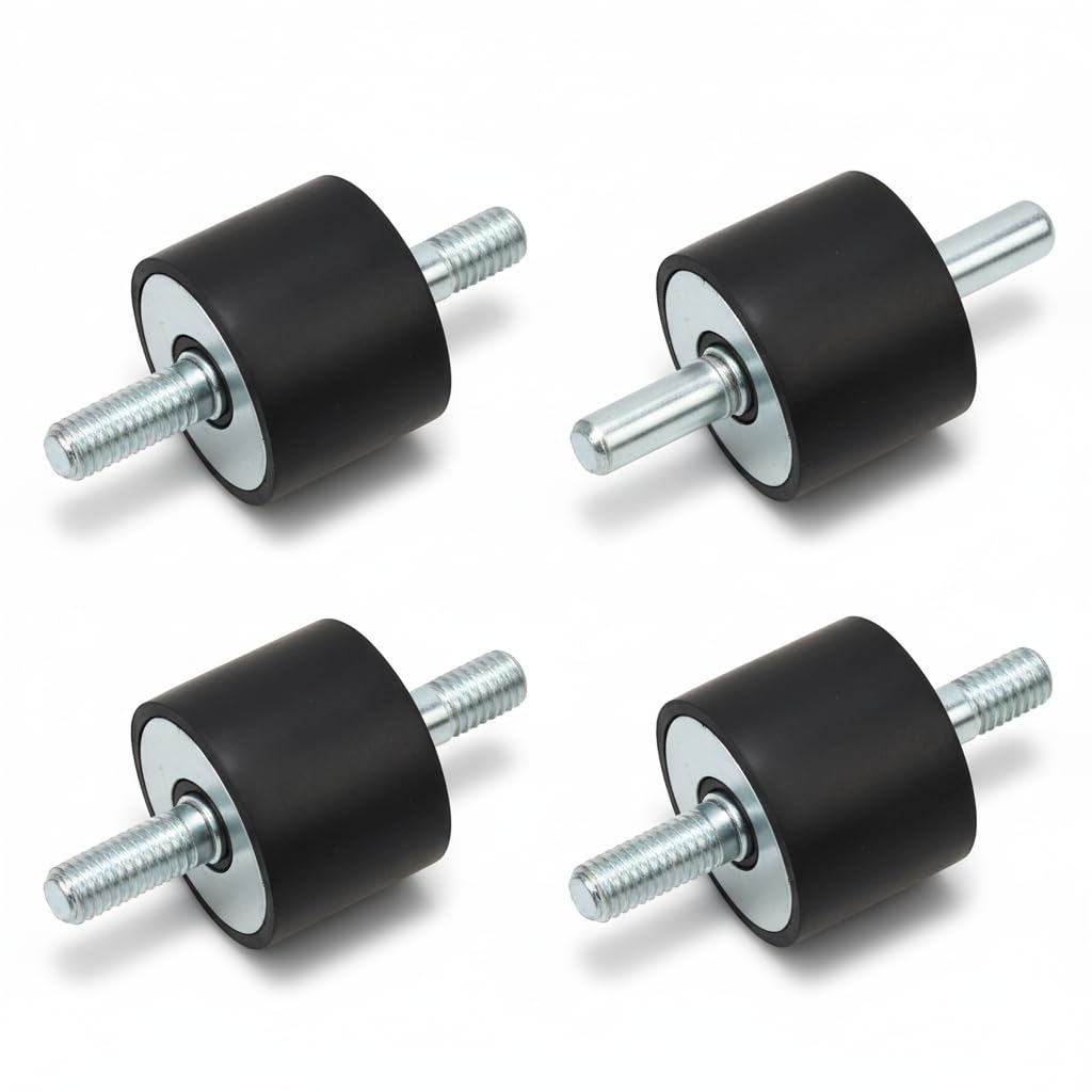 M10 Rubber Bobbin Mounts, Anti-Vibration Mounts, Rubber Isolator for Shock Absorption, Double Screw Studs, for Engines, Air Compressors, Water Pumps