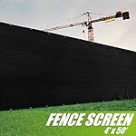ColourTree 4' x 50' Fence Screen Privacy Screen Black - Commercial Grade 150 GSM - Heavy Duty - 3 Years Warranty (1)