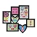 Adeco 7 Openings Decroative Black Collage Picture Frame - Made to Display Two 4x4 heart shape, Two 4x6, One 5x7 Photos