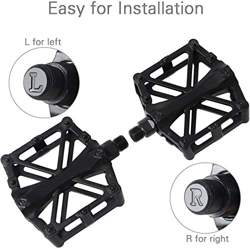 CETECK Bicycle Cycling Pedals, New Aluminum Anti Slip Durable Mountain MTB Bike Pedals Ultralight Cycling Road Bike Hybrid Pedals 9/16 inch（Shipped from United States）