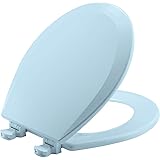 BEMIS 500EC 464 Toilet Seat with Easy Clean & Change Hinges, ROUND, Durable Enameled Wood, Dresden Blue