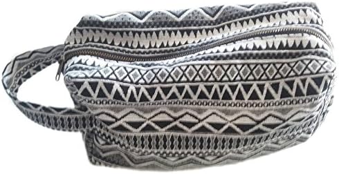Tamarind Bay Canvas Blend Toiletry Bag with inside lining (Navajo Black-White)