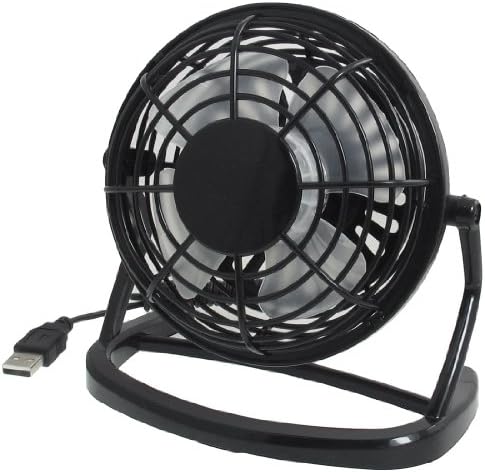 uxcell Adjustable Angle Black Plastic USB Mini Desk Fan for Notebook
