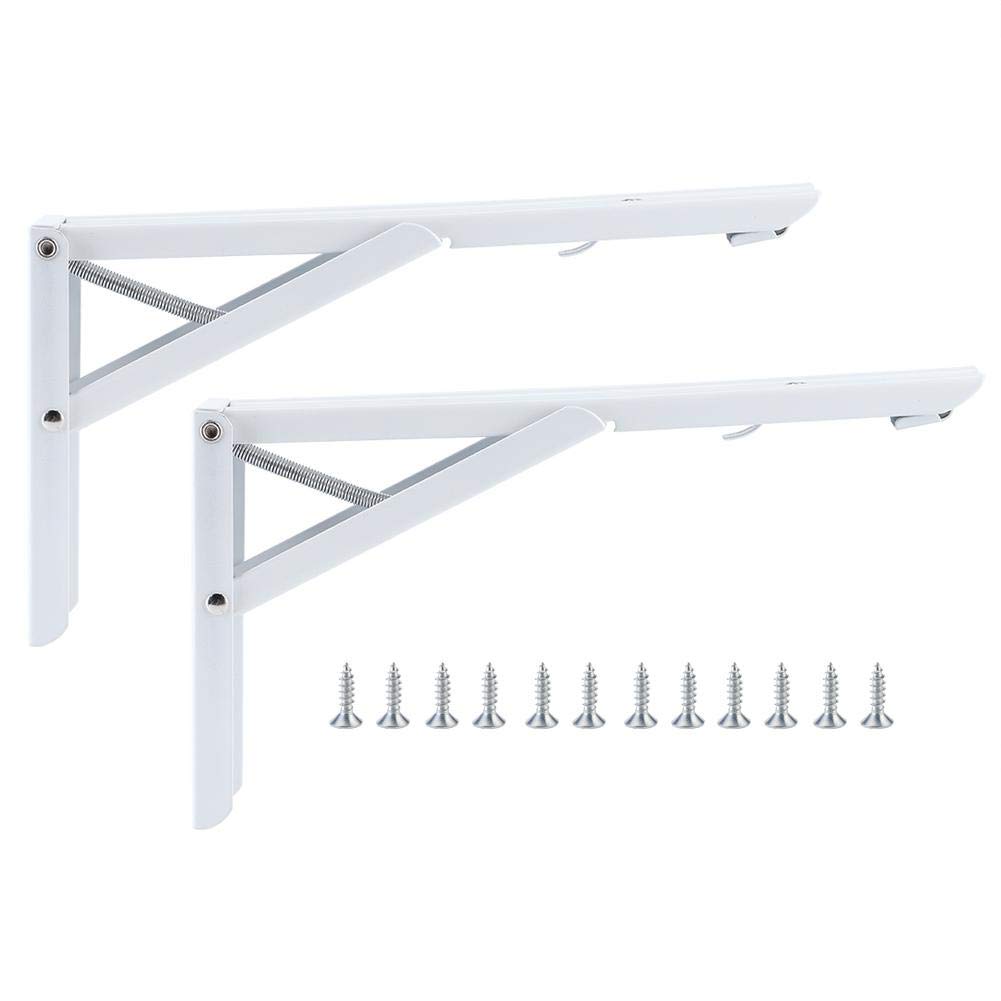 Folding Shelf Brackets 9.4 Inch, 2pcs Heavy Duty Metal Collapsible Folding Brackets Wall Mounted DIY Triangle Brackets for Wall Shelf Table Work Bench Support, Space Saving