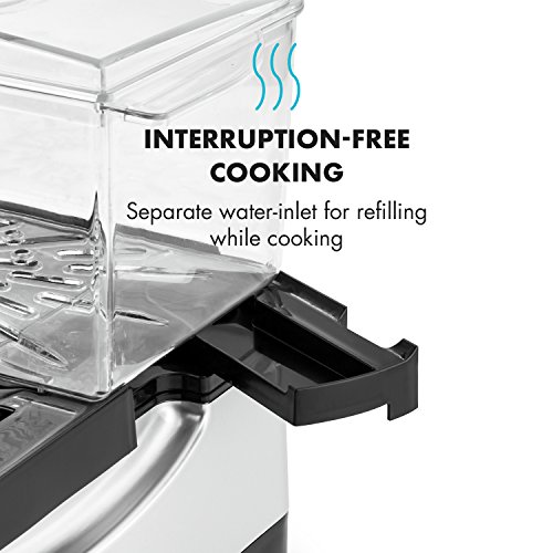 KLARSTEIN Electric Food Steamer, 1500 W, 7 Programs, 1 x Large and 2 x Small Cooking Chambers