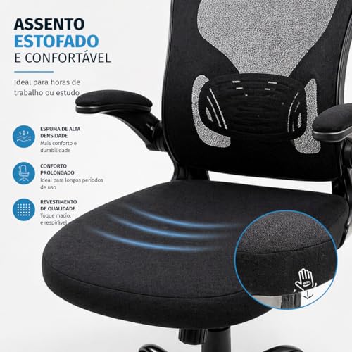 Cadeira Ergonômica para Escritório com Apoio de Cabeça, Cadeira Presidente Giratória Ajustável, Encosto em Tela Mesh Respirável, Conforto para Home Office