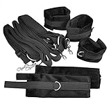 Rokou Sexy Restraint Straps with Soft Lined Cuffs System Underbed Bed Bondage Set