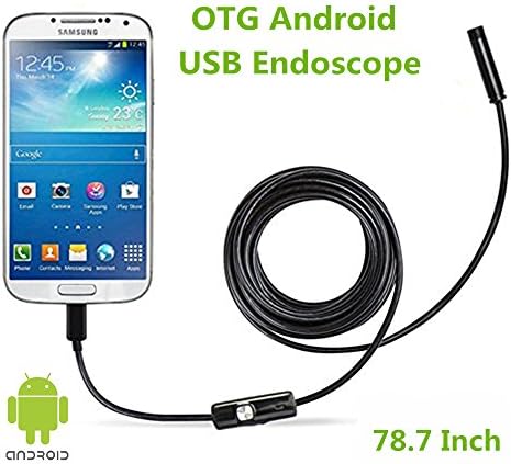 7mm Android Endoscope OTG Micro USB Endoscope Waterproof Borescopes Inspection Camera with 6 LED and 2M(78.7in) Cable