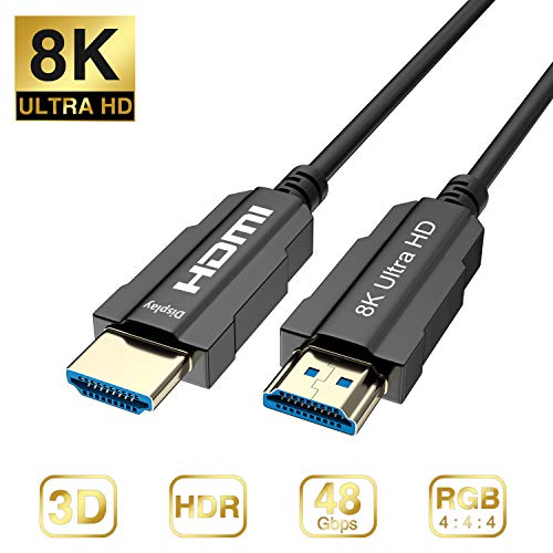 CABLEDECONN 8K HDMI 2.1 Optic Cable Real UHD HDR 8K 48Gbps,8K@60Hz 4K@120Hz HDMI Fiber 10m 33ft Support 3D HDCP2.2 HDMI Cable for PS4 SetTop Box HDTVs Projectors