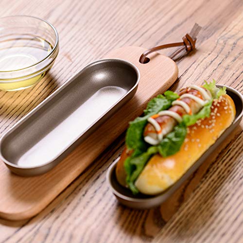 Bakerdream Hot Dog Bun Pan Hotdog Bread Mold Non Stick Bakeware 7 inch Oval Hot Dog Mould Pack of 2 (7" Oval 2pcs)
