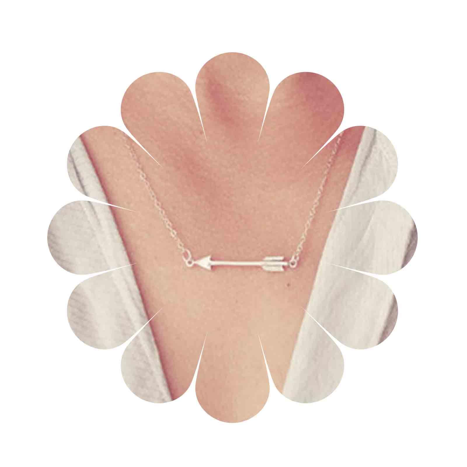 Aneneiceera Boho Simple Arrow Pendant Choker Necklace Retro Minimalist Clavicle Chain Silver Necklace Adjustable Silver Chain Handmade Jewelry for Women Girls