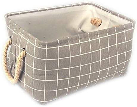 Storage Shelf Baskets Storage Bins, Decorative Collapsible Storage Shelf Box Stripe Storage Cube Bin With Handles for Office, Bedroom, Closet, Toys &amp; Laundry(Gray)