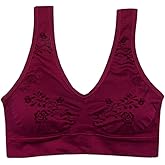 Coobie Seamless Floral Comfort Bra (Large, Beaujolais)