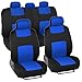 BDK Classics - Black & Blue Mesh Cloth Seat Covers - Split Option Bench - Full Set
