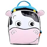 Yodo Kids Insulated Toddler Backpack with Safety Harness Leash and Name Label - Playful Preschool Lunch Boxes Carry Bag, Cow