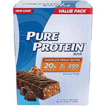 Pure Protein Bars, High Protein, Nutritious Snacks to Support Energy, Low Sugar, Gluten Free, Chocolate Peanut Butter, 1.76oz, 12 Pack