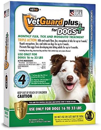 VetGuard Plus Flea & Tick Treatment for Medium Dogs, 16-33 lbs, 4 Month Supply