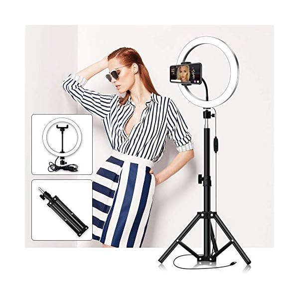 Thlevel LED Ringlicht Ringleuchte mit Stativ 10.2" Dimmbar USB Anschluss für schöne Fotos oder Videosschooting Live Streaming Portrait Schminken usw