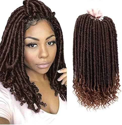 6 Packs/Lot Faux Locs Crochet Hair With Curly Ends Goddess Locs Synthetic Braiding Hair Extensions Dreadlocks Crochet Locs Low Temperature Braids Hair 24 Strands/Pack 16 Inch (16in-6bundles, 1B-30)