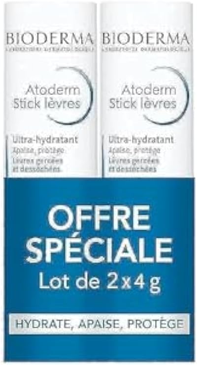 Bioderma Atoderm Ultra-Hydrating Lip Stick 2 x 4g Dry Chapped Lips Repair Made