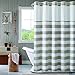 Hookless Yarndye Stripe Shower Curtain with Fabric Liner, 71 in x 74 in, Tan