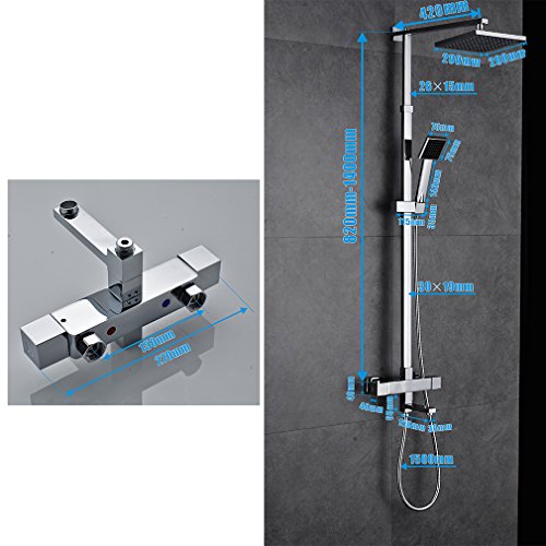 ROVATE Bathroom Thermostatic Shower System Wall Mounted ain Anti Scald