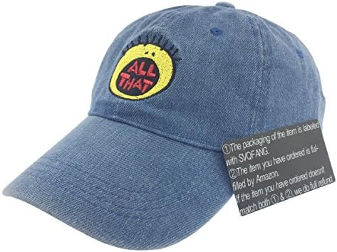 All That Hat Dad Cap 90s Baseball Adjustable Strapback (Denim Hat)