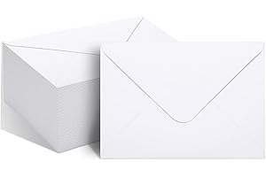 RIBETWEEN 50 Packs of A7 Envelopes for Invitation, White 5x7 Envelopes with V Flap, Great for Graduation, Invitation, Baby Shower, Wedding and RSVP Cards (White)
