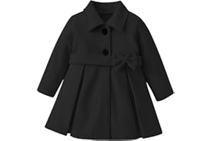 USKIDKK Toddler Baby Girl Clothes Jacket Coat Long Sleeve Solid Color Buttons Dress Coat Fall Winter Outfit