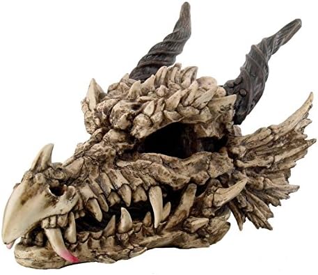 Oversized Large Dragon Skull Statue Horned Fossil Legendary Creature Figurine