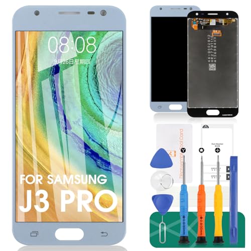 Écran LCD Pour Samsung Galaxy J3 2017 J330 De Remplacement,Écran Tactile Digitizer En Verre Pour Samsung J3 Pro 2017 J330 Duos J330G J330G J330F J330Fn J330Ds J330Ds J3300 5.0(Bleu)