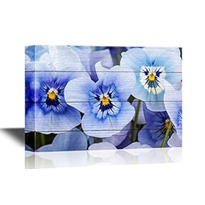 Pansy Flower Canvas Wall Art - Blue Pansy Flowers - Gallery Wrap Modern Home Art | Ready to Hang - 12x18 inches