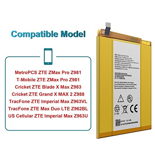 For TMobile ZTE ZMax Pro Z981 Replacement Battery Li3934T44P8H876744