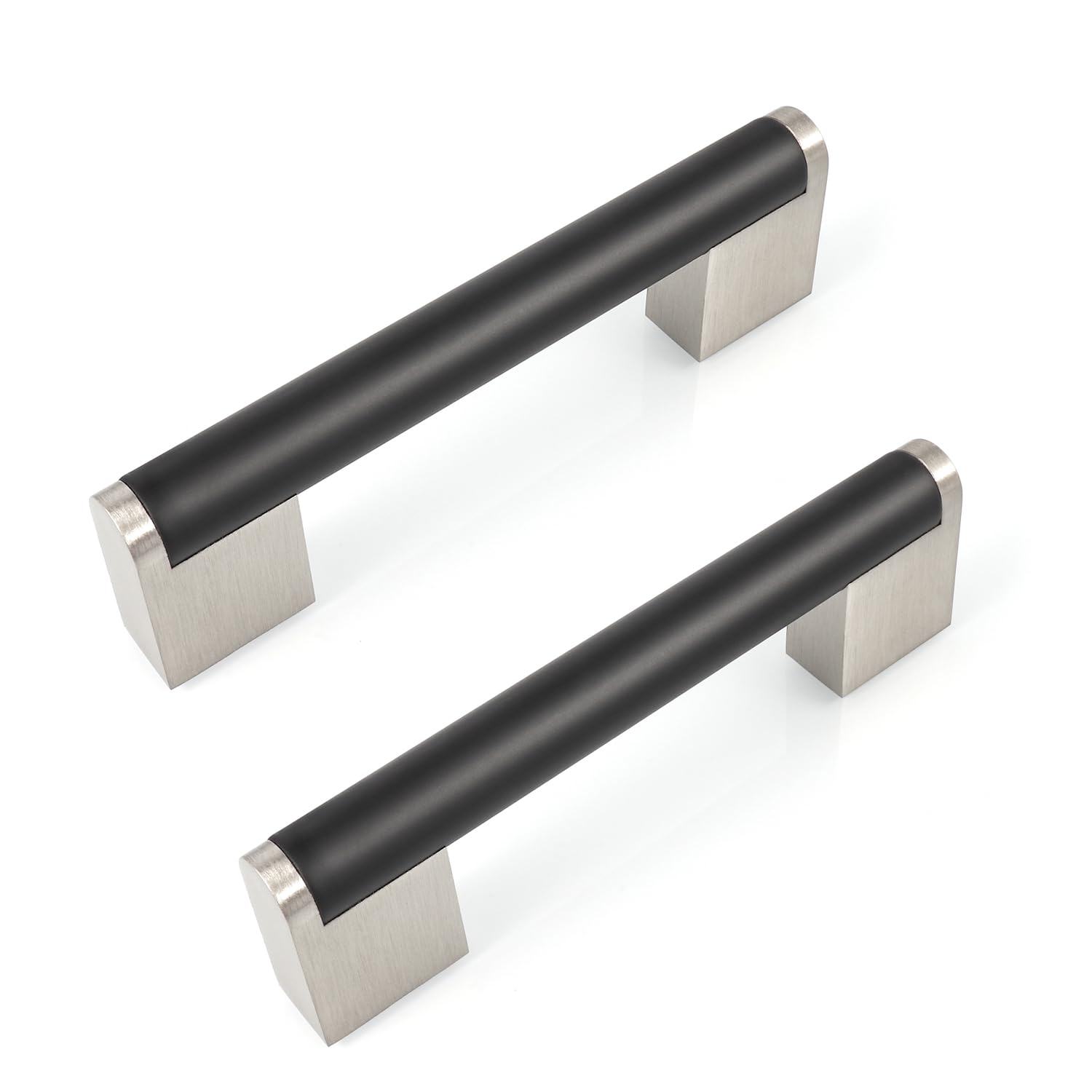 FULGENTE 10 Pack Matte Black Cabinet Handles for Kitchen Pulls Hole Centers 96mm 3-3/4" Modern Black Finished Handle for Cupboard Door Furniture Hardware Drawer Pull Stainless Steel