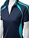Women's Coolmax 2 Tone Collar Zipup Short sleeve Polo T Shirt NAVY S
