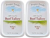 Proper Foods - 100% Grass Fed Beef Tallow - Best Quality - 16 oz - (Pack of 2)