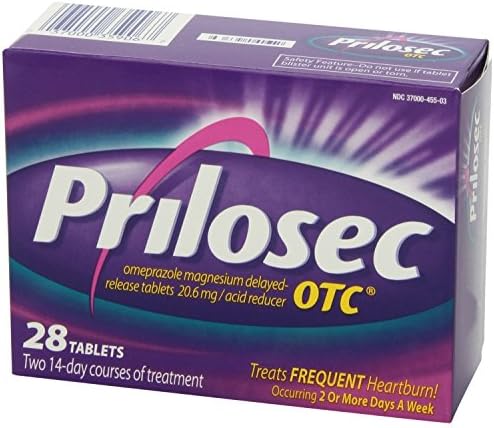 Prilosec OTC Frequent Heartburn Medicine and Acid Reducer Treatment with Omeprazole, 28 Tablets EXP: 3/30/2017