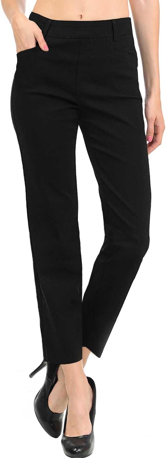 VIV Collection Women's Straight Fit Trouser Work Pants Wrinkle-Free Full & Ankle | 3 Different Inseams