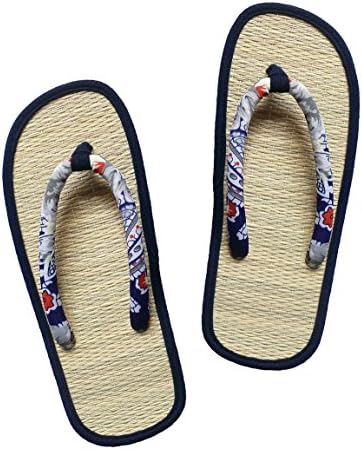 USA STEP Ladies Women Girls Handmade Fashion Indoor Outdoor Home Spa Hotel Dark Blue Pattern 1 Straw Seagrass Summer Flip Flops Sandals Slippers Thong