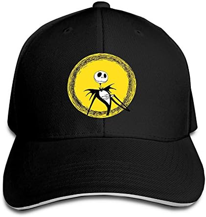 NOnoMen Jack Skellington Adjustable Sandwich Peaked Baseball Hat For Unisex Black