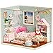 Flever Dollhouse Miniature DIY House Kit Creative Room With Furniture and Cover for Romantic Artwork Gift(Happy Little World)