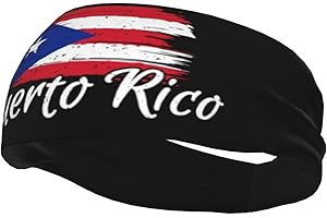 ASYG Cute Funny Puerto Rico Flag Workout Headbands for Women Men Flag Workout Sweatbands Sport Yoga Running