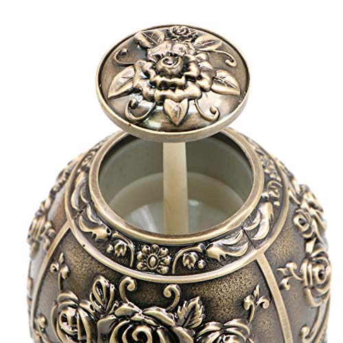 WSSROGY Retro Automatic Toothpick Holder Protable Push Style Vintage Embossed Toothpick Dispenser Box for Home Hotel Decoration