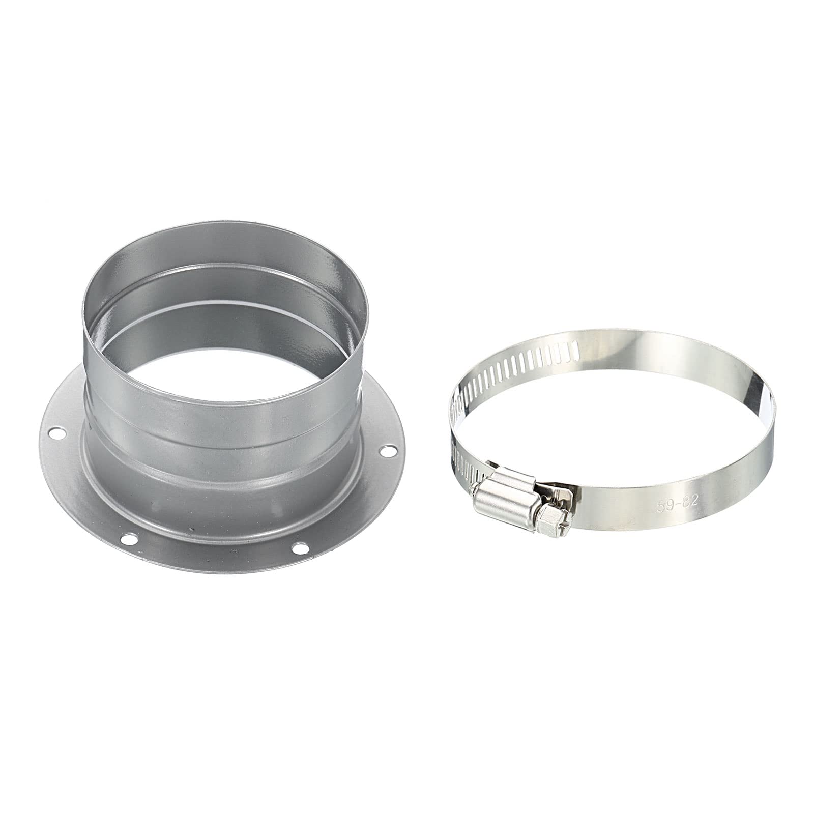 PATIKIL 3 Inch Duct Connector Flange, Metal Straight Pipe Exhaust Hose Flange with Clamp for Heating Cooling Ventilation HVAC System
