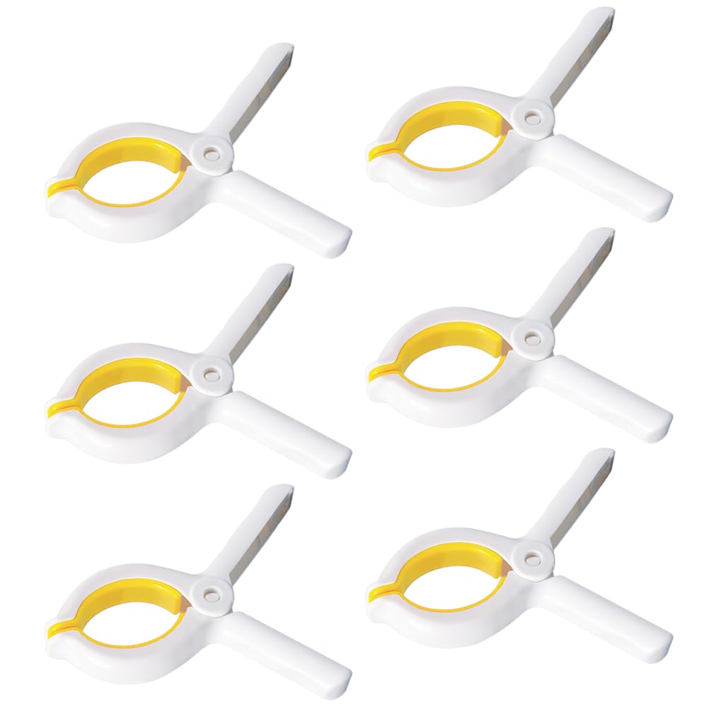 KINDOYO 6Pcs Large Beach Towel Clips - Non-Slip Towel Pegs Plastic Windproof Clothes Pins Strong Grip Non-Marking Laundry Clip Towel Clips for Sun Loungers Laundry Garden Pool (Yellow)
