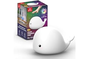 Globe Electric Adorable Multicolor Changing Integrated LED Rechargeable Silicone Night Light for Baby and Kids Rooms (Wally The Whale)