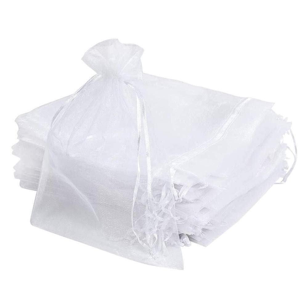 50Pcs Sheer Organza Bag with Satin Drawstring Candy Pouches Jewelry Pouch Wedding Party Favor Gift 30 x 40 cm