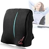 Comfom Lumbar Support Pillow for Office Chair & Car Seat - Wide Soft Home Comfort Memory Foam Cushion with Straps & Washable Cover - Lower Back Pain Relief Ergonomic Orthopedic Design (Black)