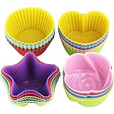 ScivoKaval 24 Pack Reusable Silicone Baking Cups, for Cupcake Muffin Liners, Non-stick and Heat Resistant, Multicolor Mini Cake Rainbow Molds